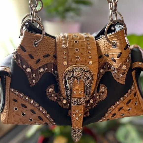 OKPTA Handbags - OKPTA WESTERN RHINESTONE BUCKEL ACCENT Purse